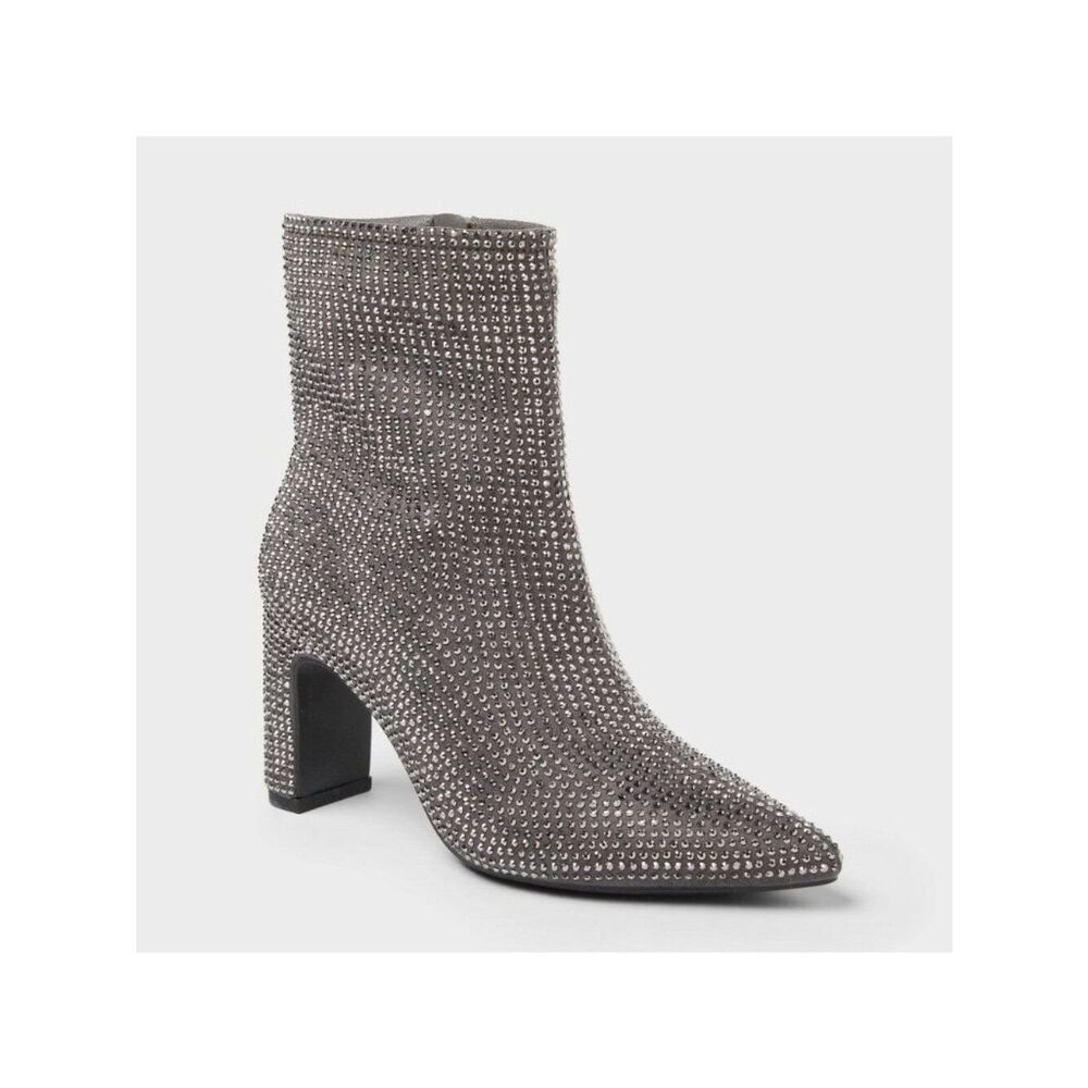 Women’s Gloria Low Shaft Heeled Rhinestones Boots with Memory Foam Insole - a Ne
